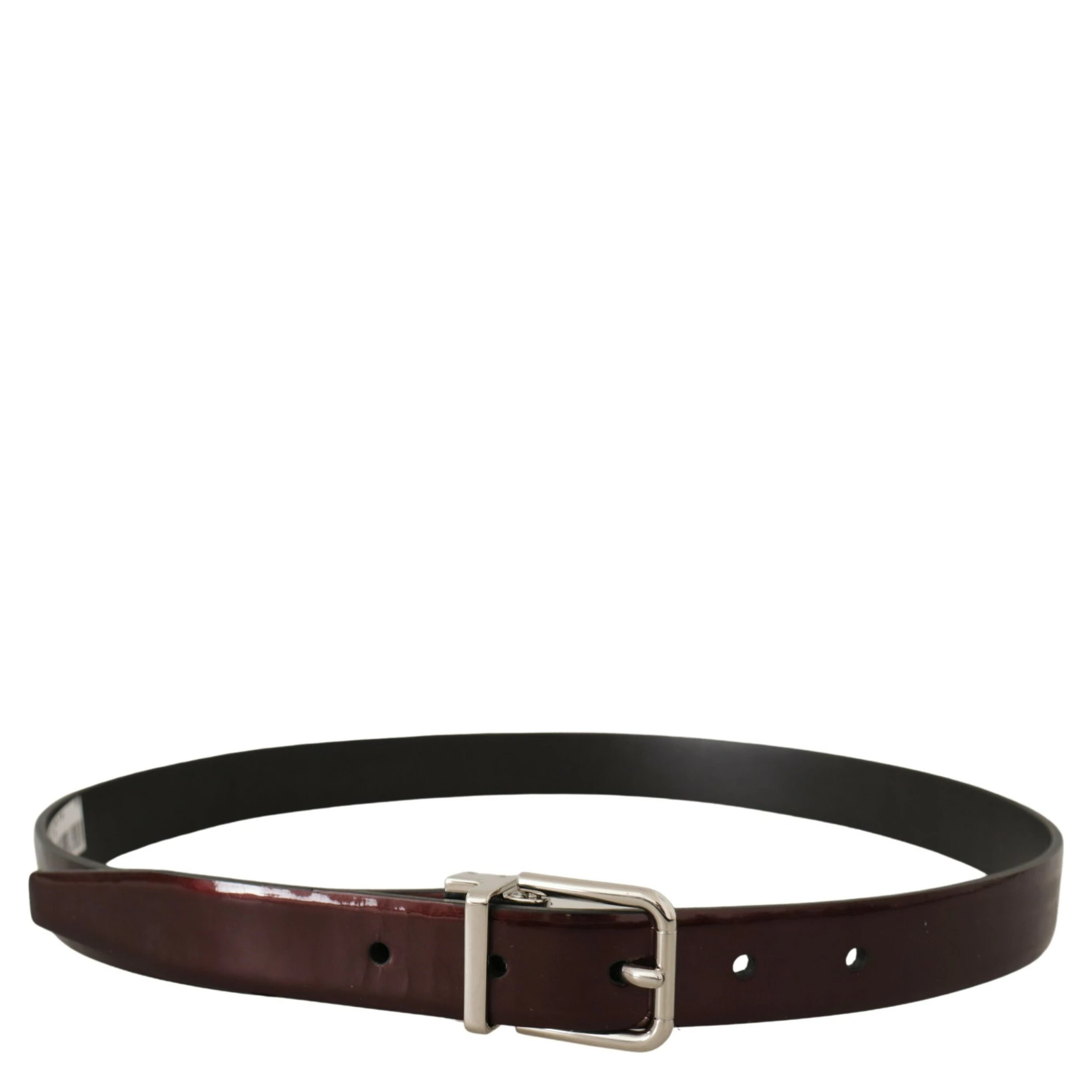Brown Patent Leather Silver Metal Buckle Belt