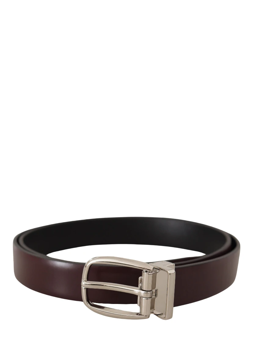 Solid Brown Leather Silver Metal Belt