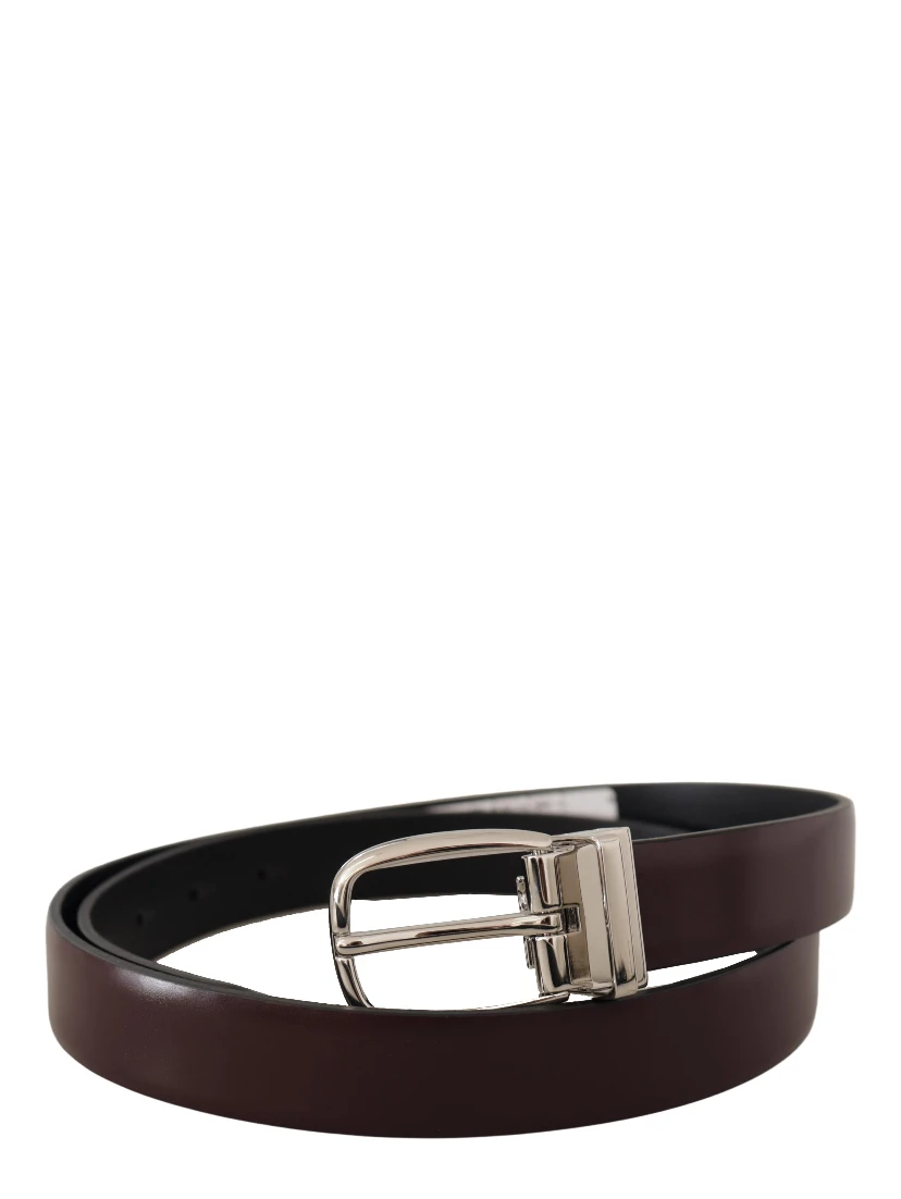 Solid Brown Leather Silver Metal Belt