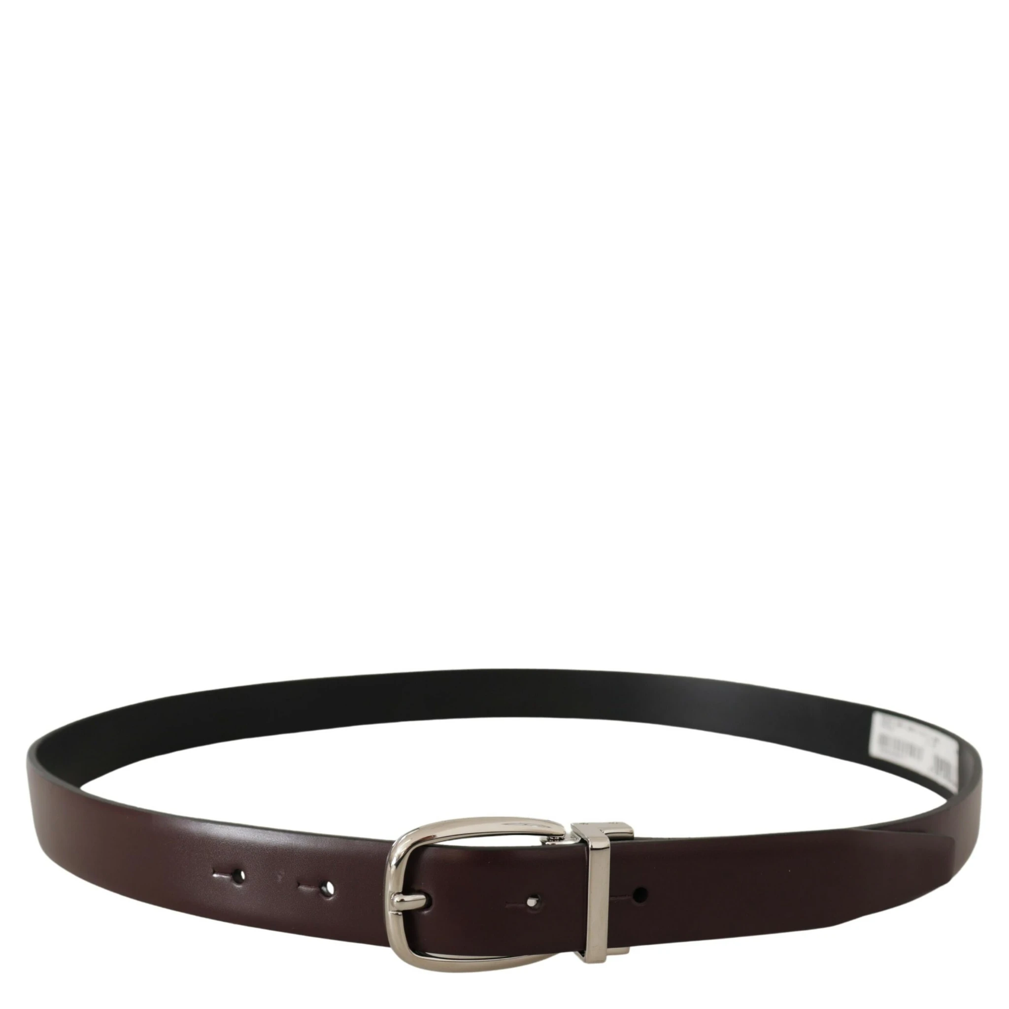 Solid Brown Leather Silver Metal Belt