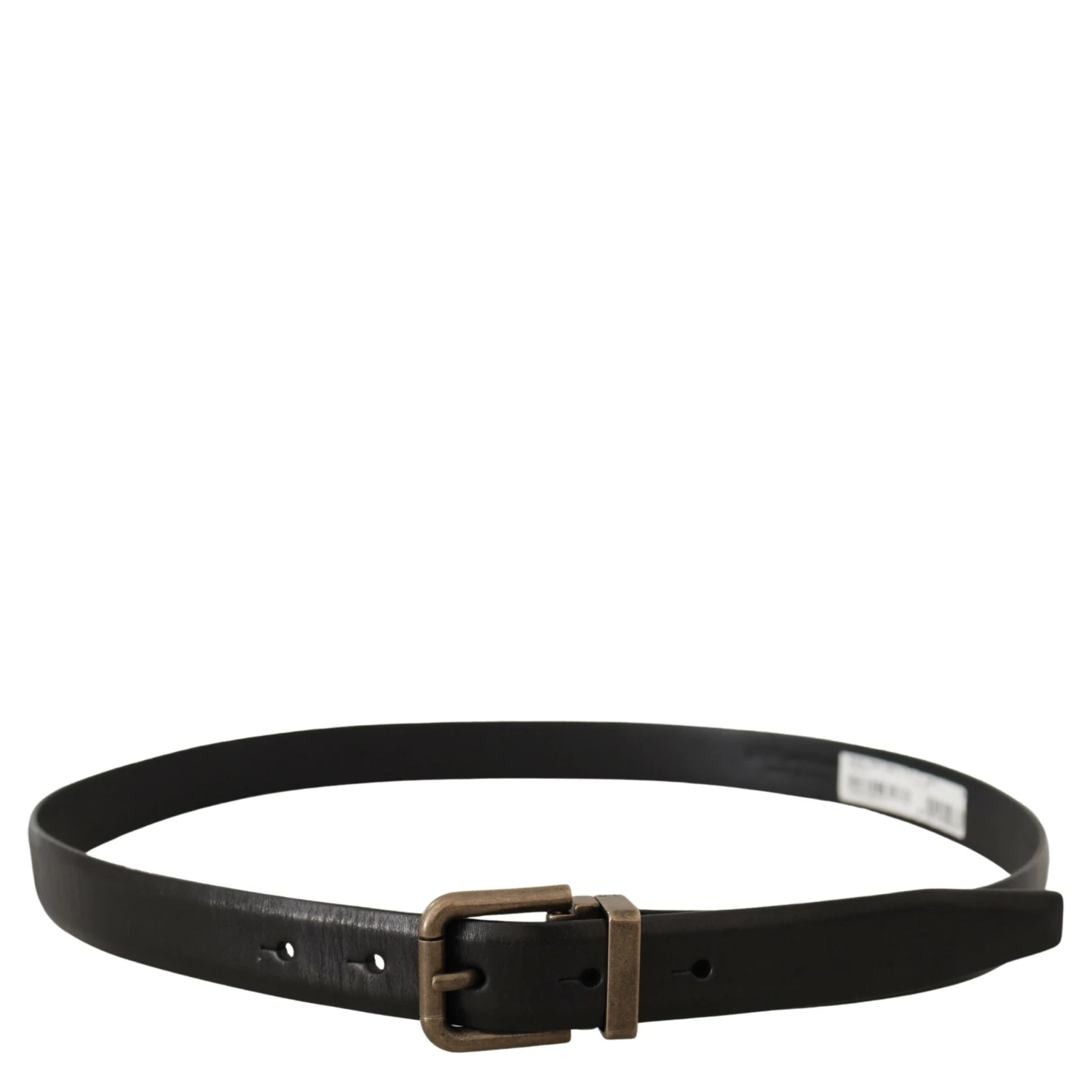 Black Calf Leather Brushed Brass Box Buckle Belt