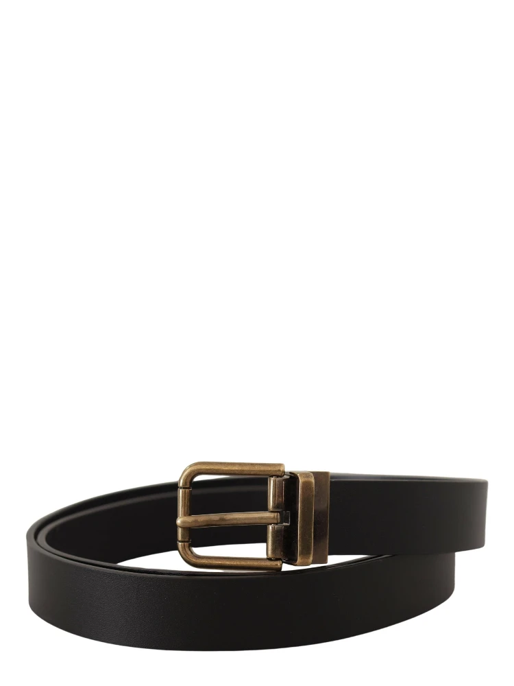 Black Leather Brass Metal Box Buckle Belt alternative