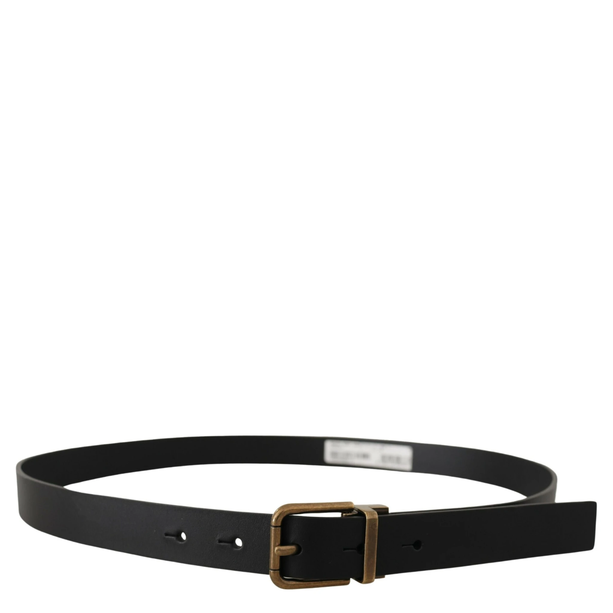 Black Leather Brass Metal Box Buckle Belt
