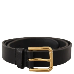 Brown Classic Leather Gold Metal Buckle Belt