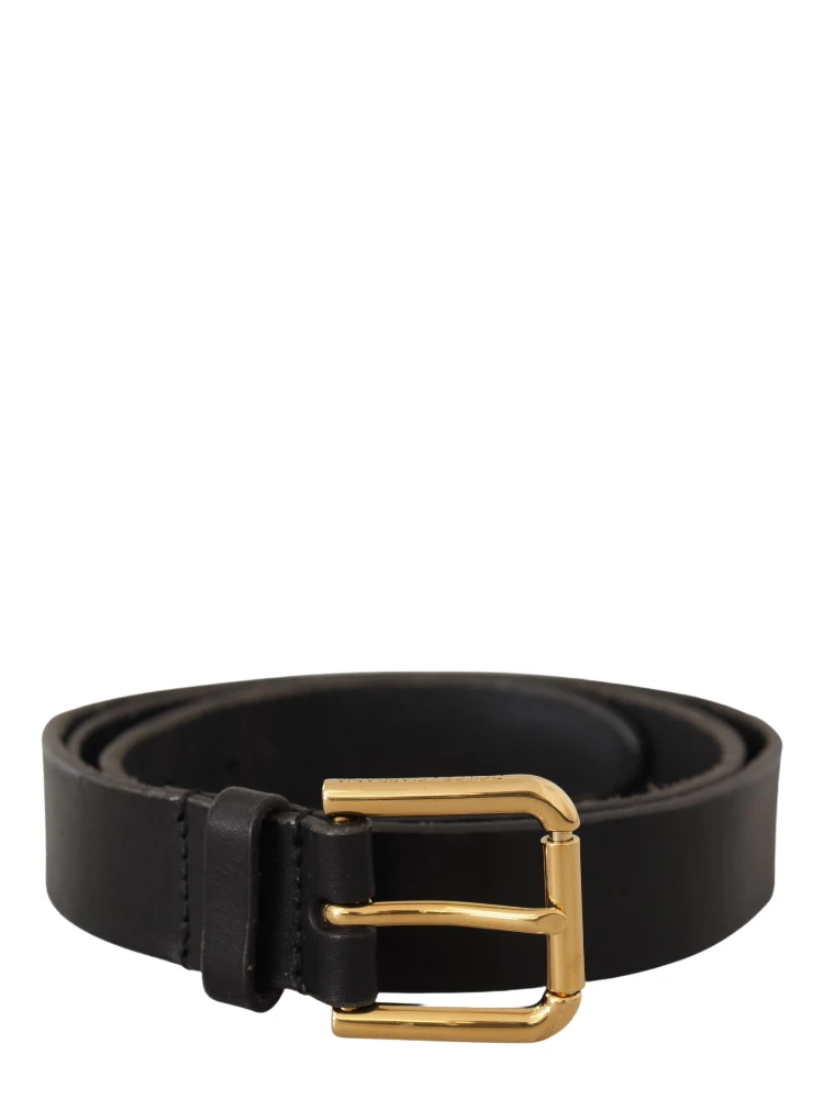 Brown Classic Leather Gold Metal Buckle Belt