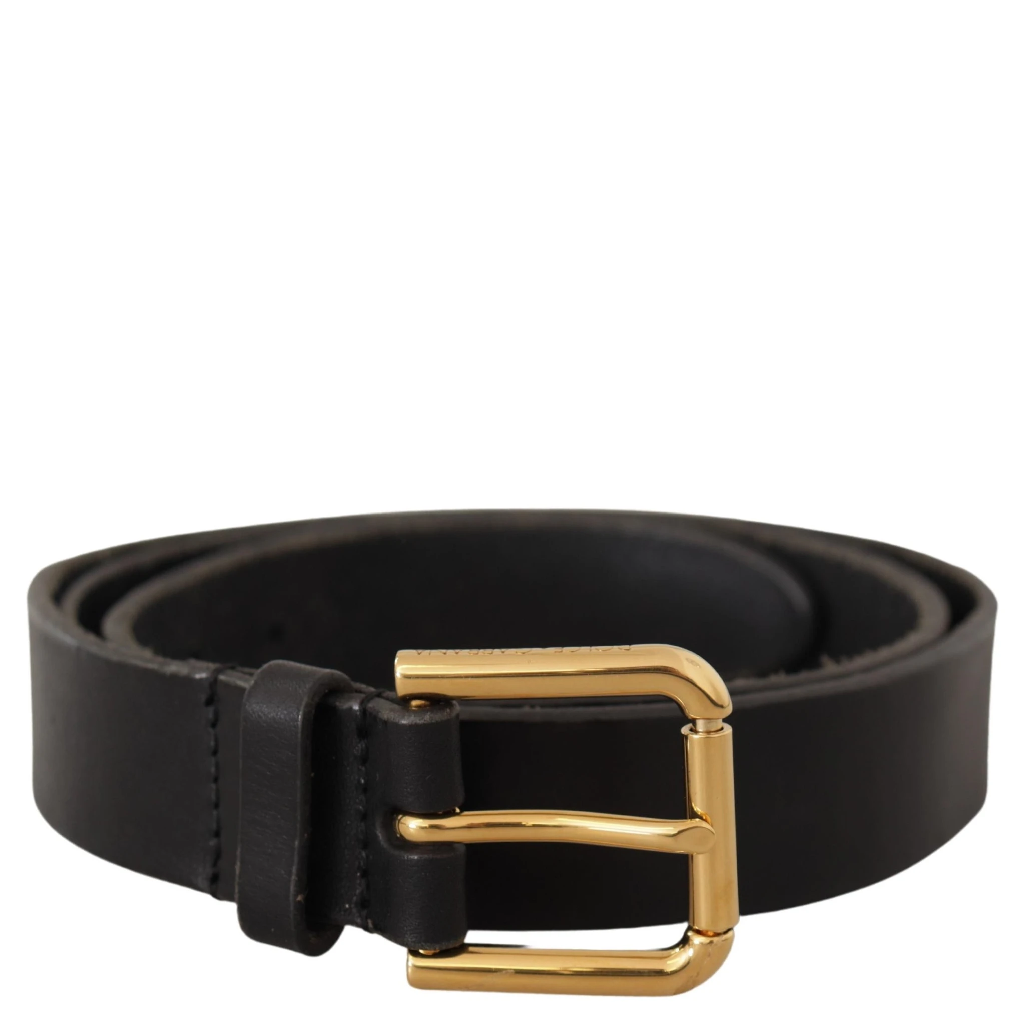 Brown Classic Leather Gold Metal Buckle Belt