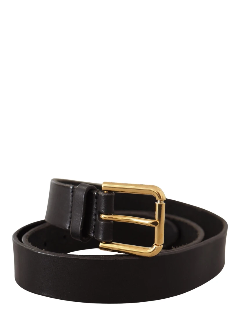 Brown Classic Leather Gold Metal Buckle Belt