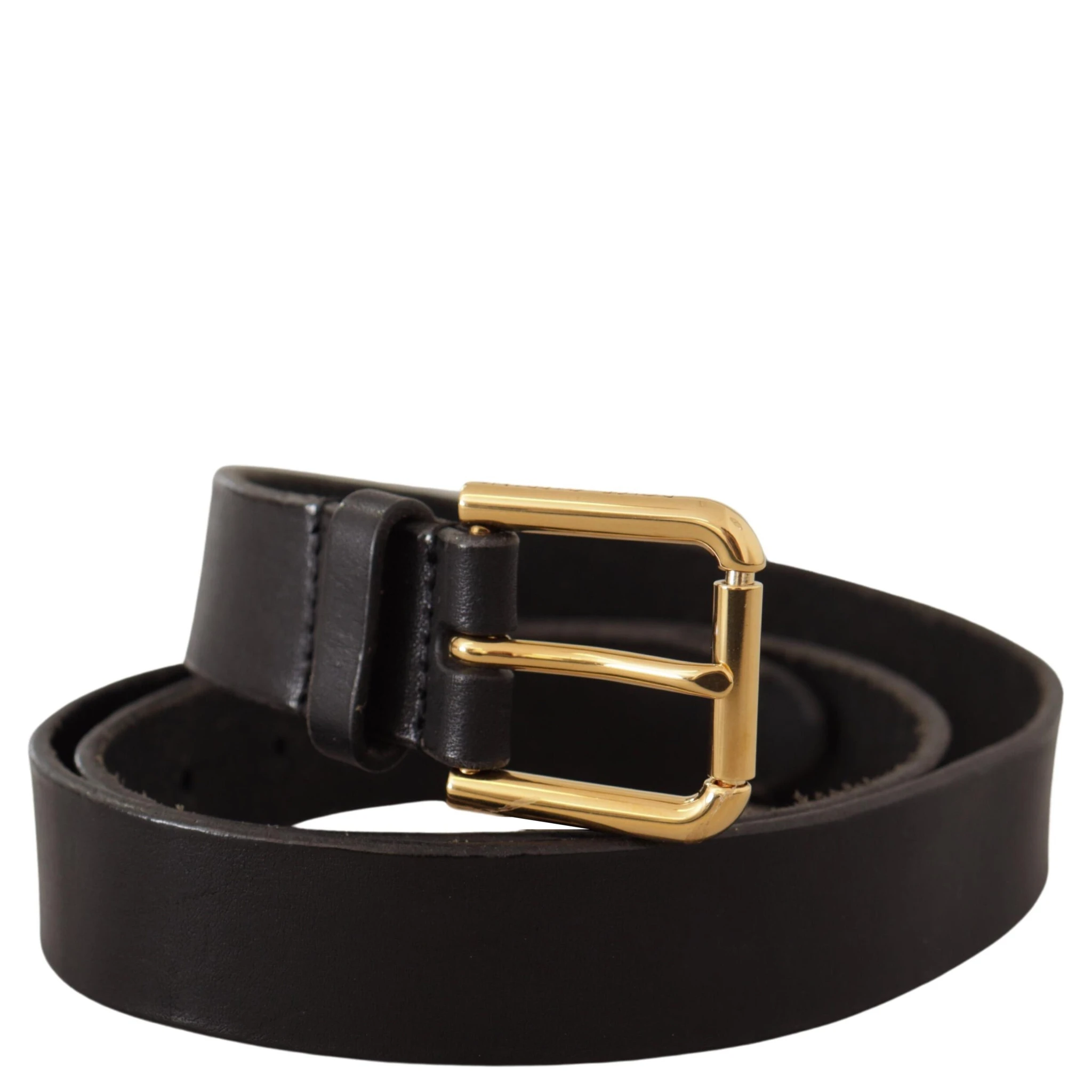 Brown Classic Leather Gold Metal Buckle Belt
