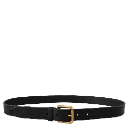 Brown Classic Leather Gold Metal Buckle Belt