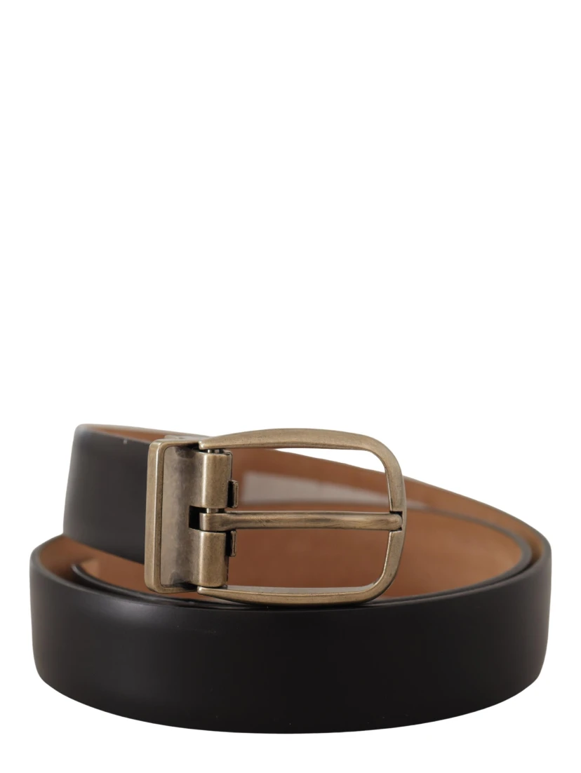 Black Brown Backend Leather Vintage Metal Buckle Belt