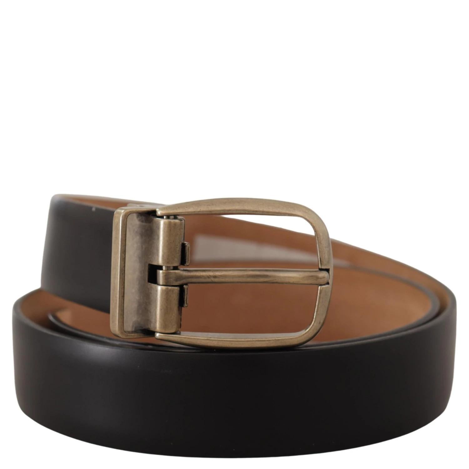 Black Brown Backend Leather Vintage Metal Buckle Belt
