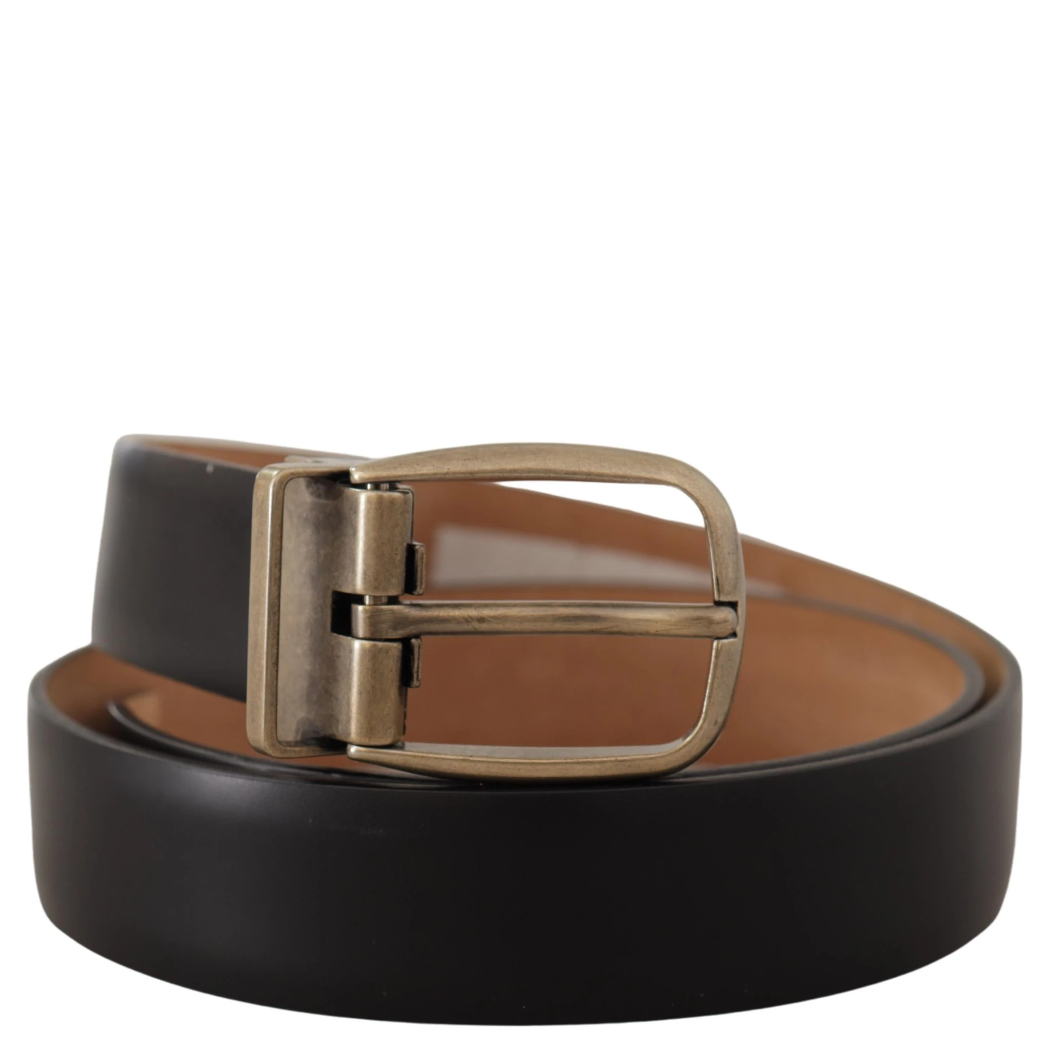Black Brown Backend Leather Vintage Metal Buckle Belt