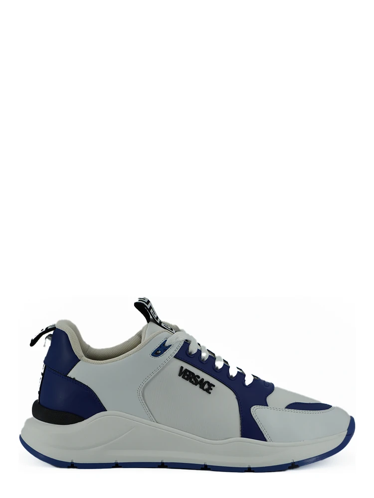 Blue and White Calf Leather Sneakers