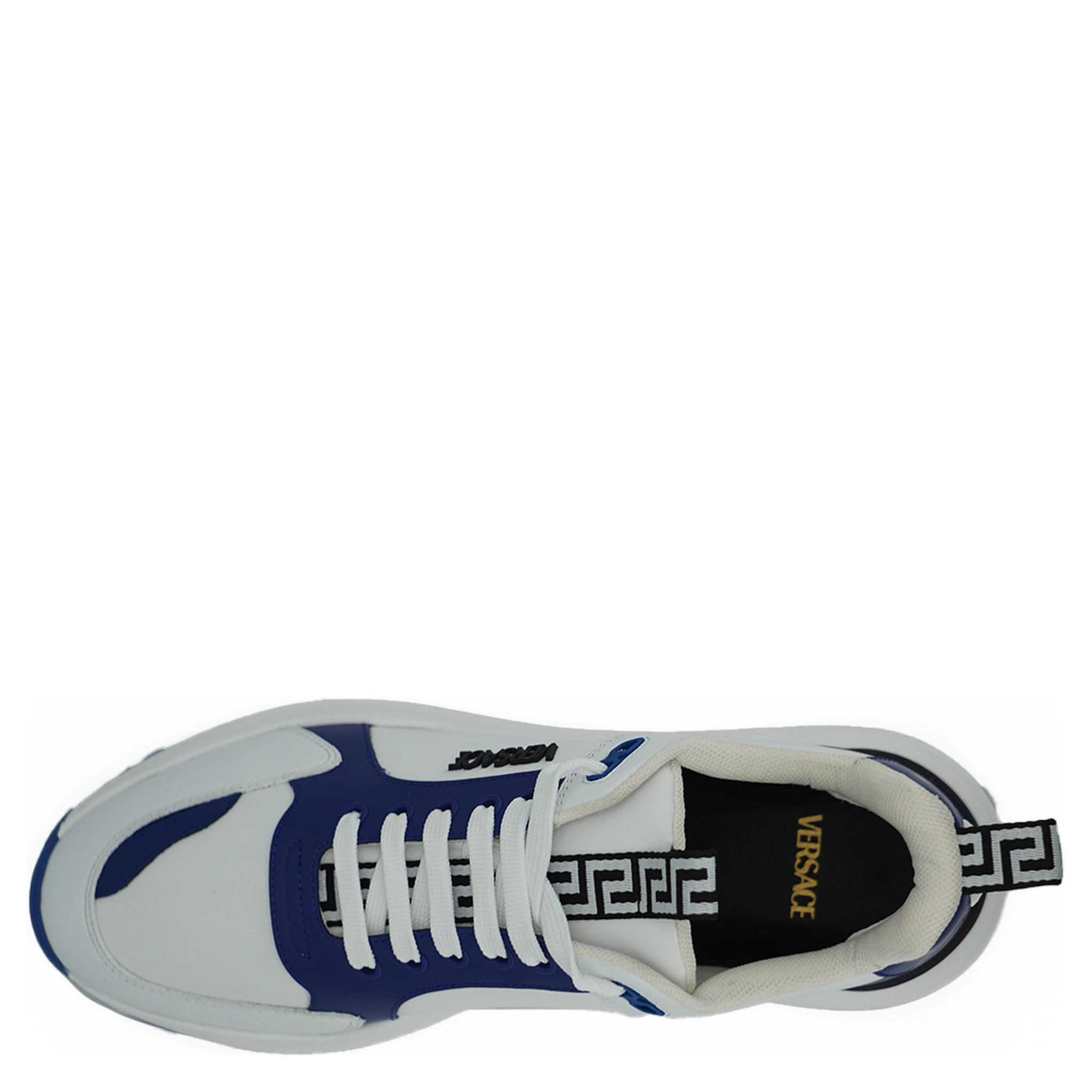 Blue and White Calf Leather Sneakers