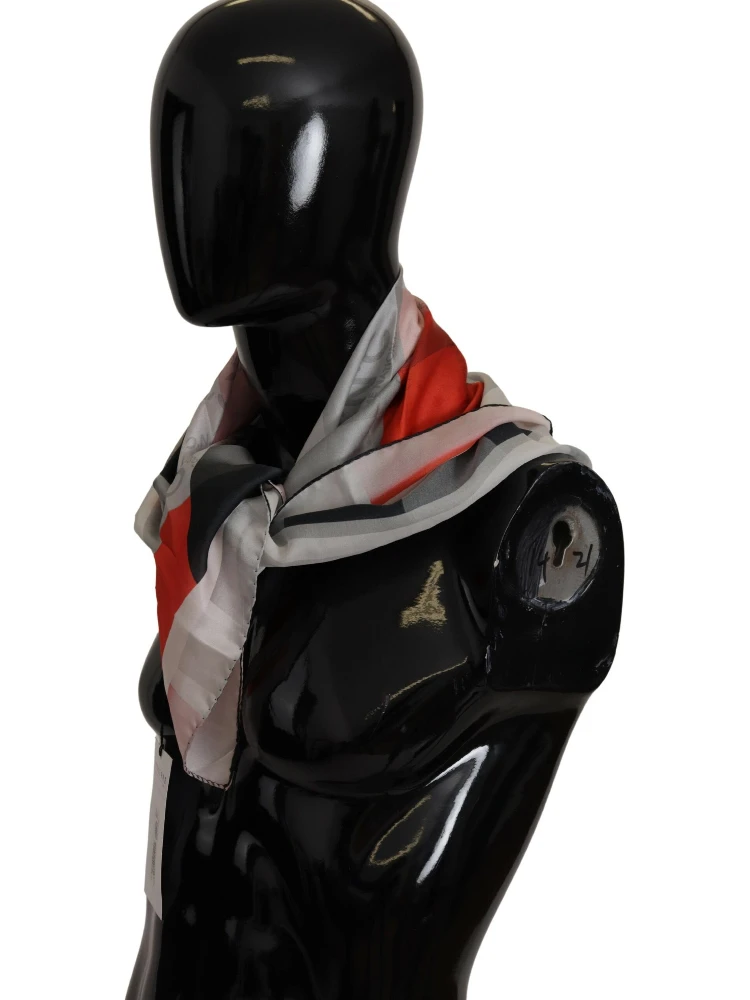 Gray Red Silk Shawl Foulard Wrap Scarf alternative