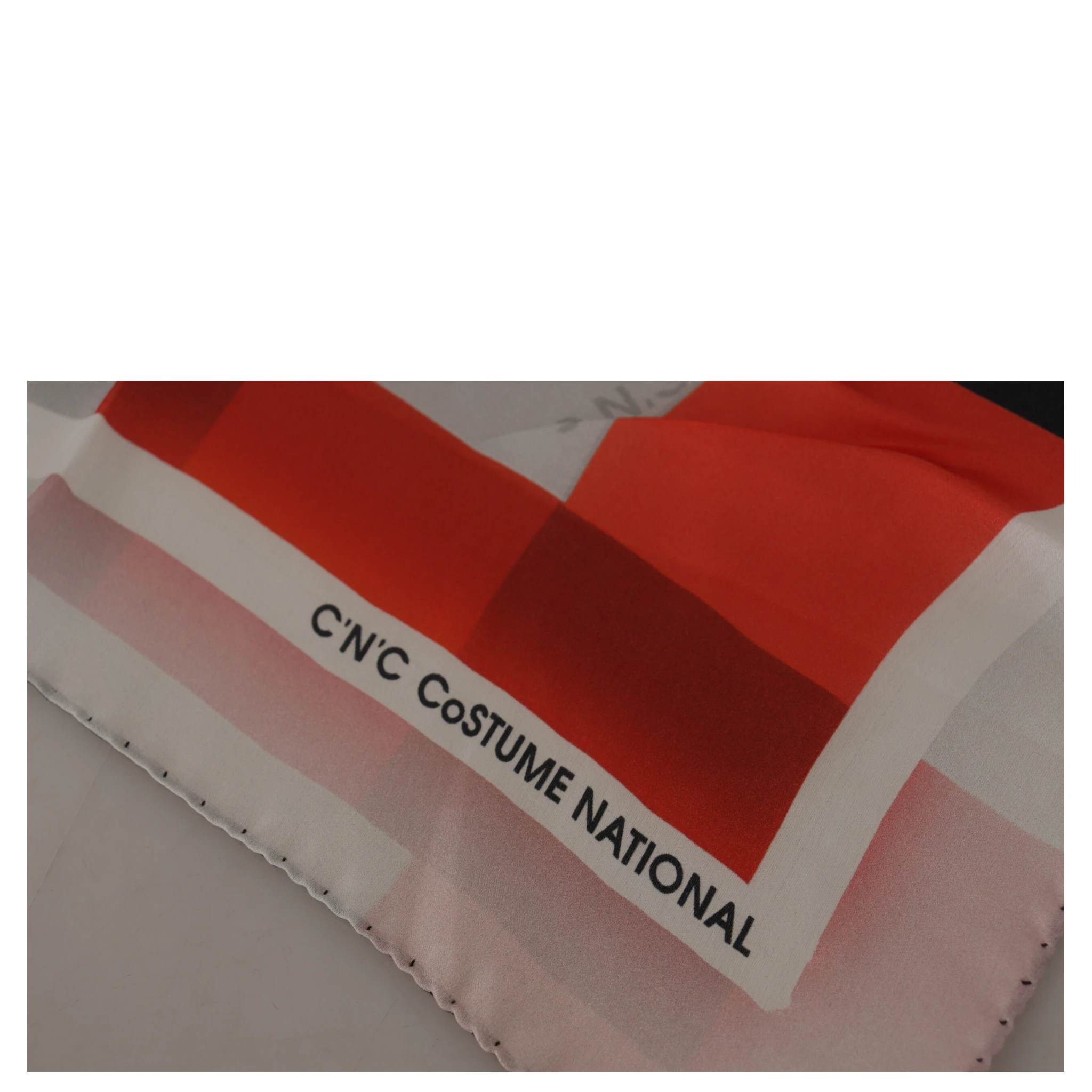 Gray Red Silk Shawl Foulard Wrap Scarf