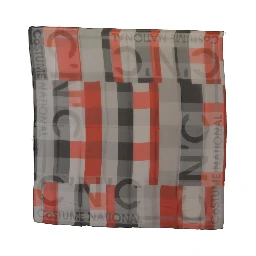 Gray Red Shawl Foulard Wrap  Scarf