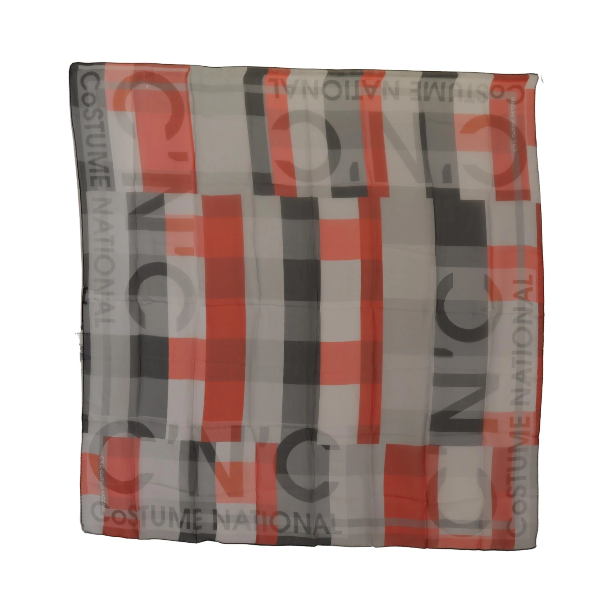 Gray Red Shawl Foulard Wrap  Scarf