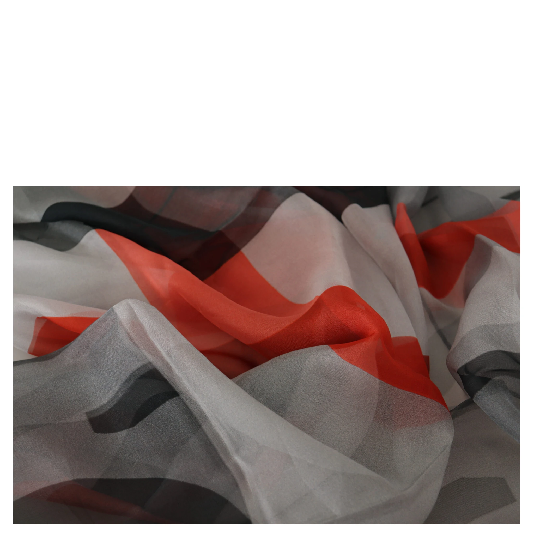 Gray Red Shawl Foulard Wrap  Scarf