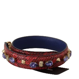 Red Exotic Leather Crystals Bag Shoulder Strap