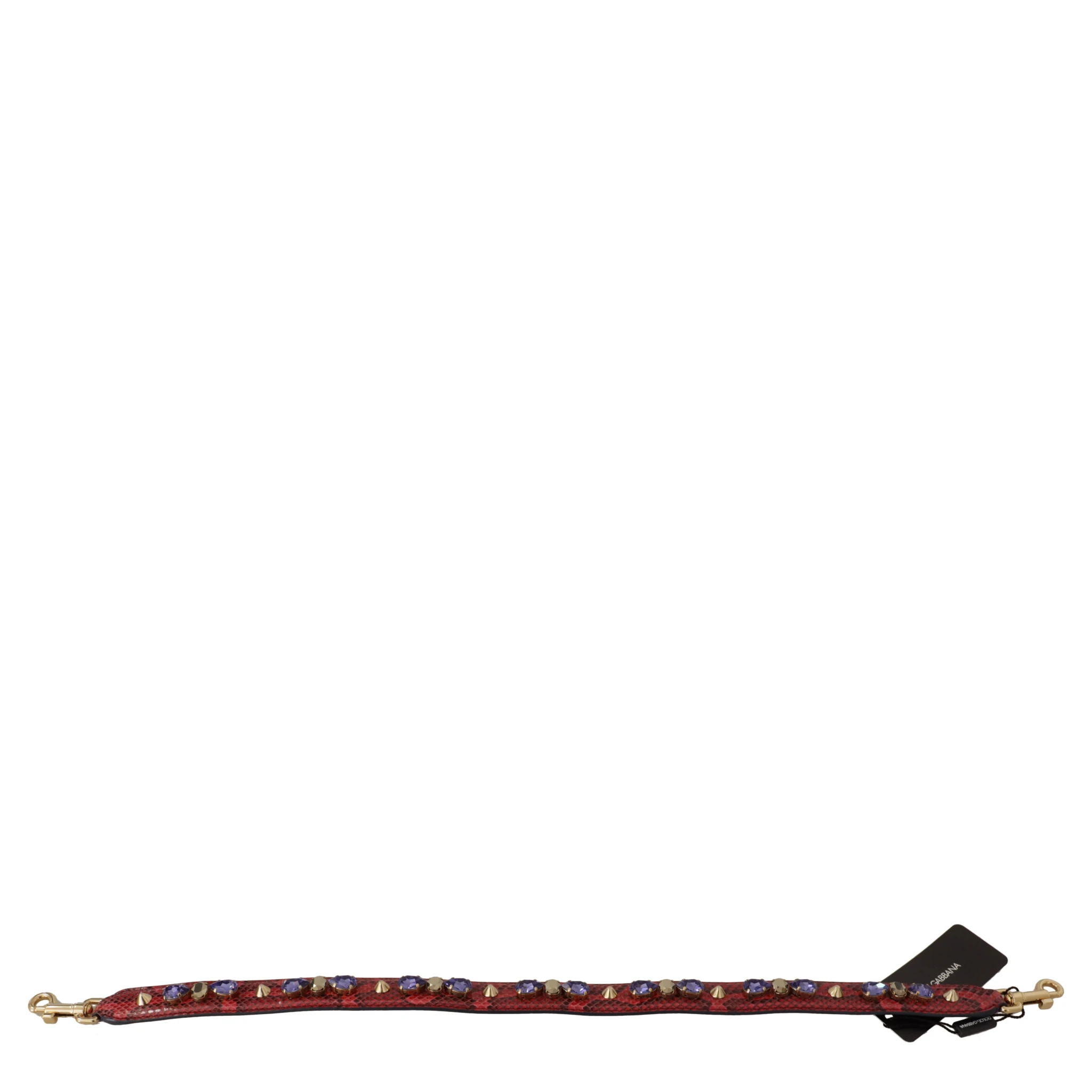 Red Exotic Leather Crystals Bag Shoulder Strap