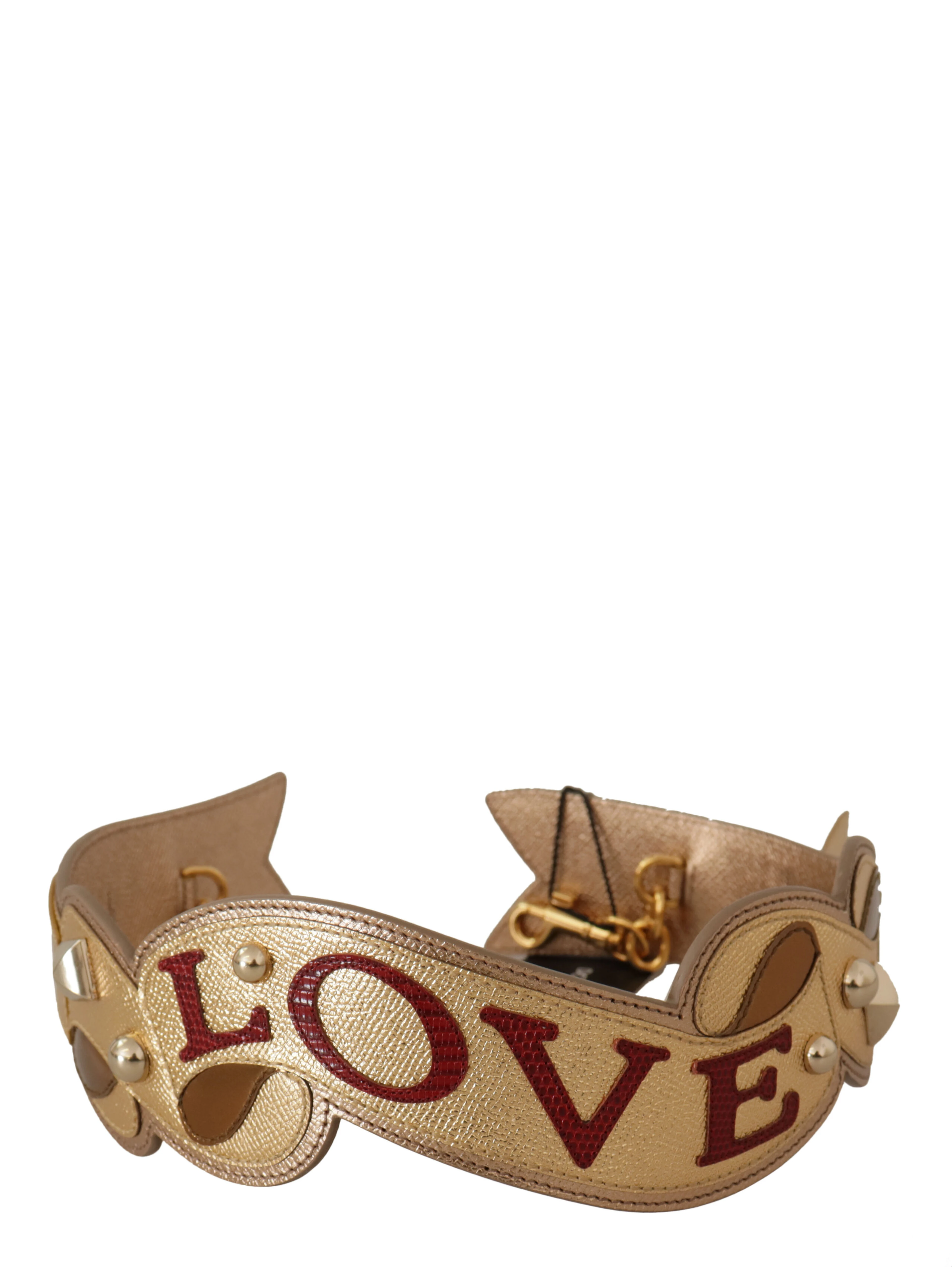 Gold Leather LOVE Patch Bag Shoulder Strap