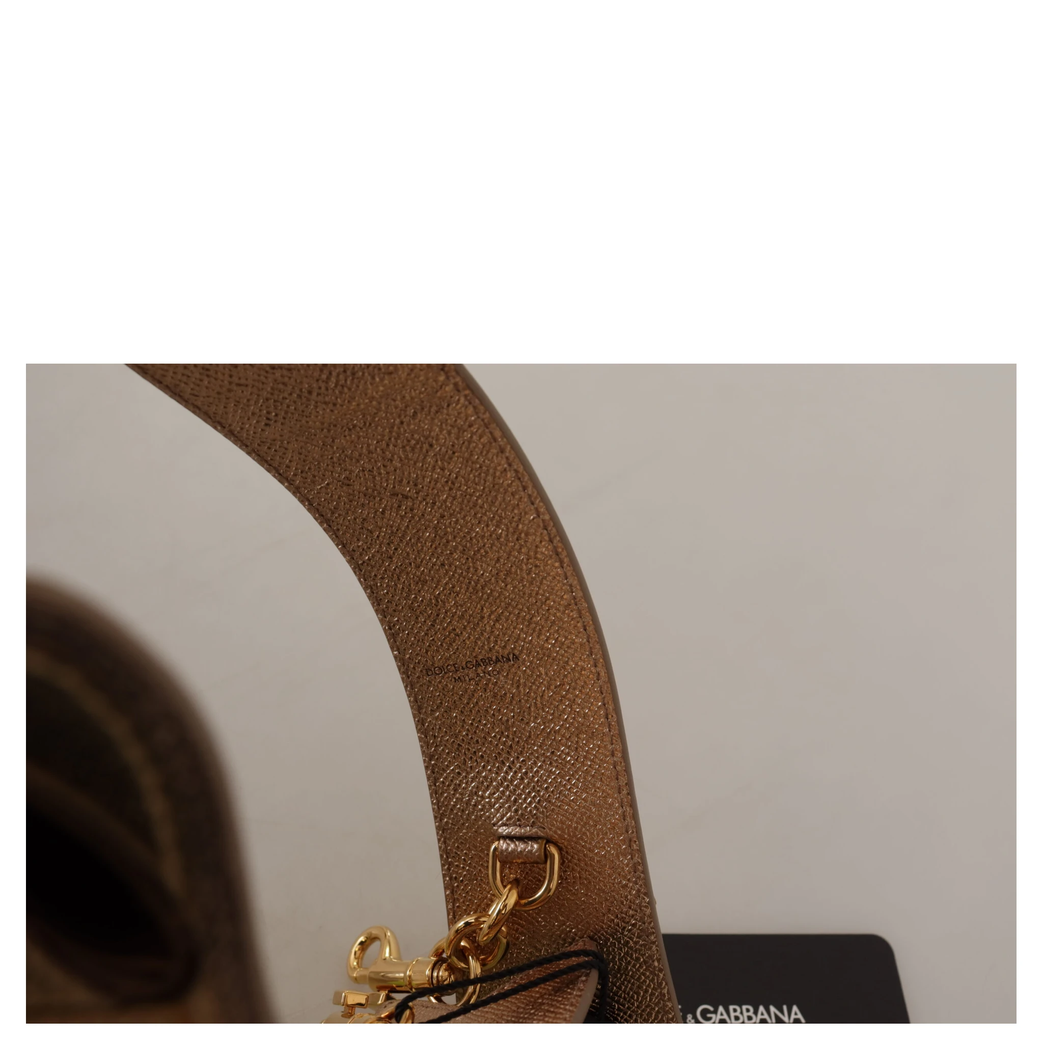 Gold Leather LOVE Patch Bag Shoulder Strap