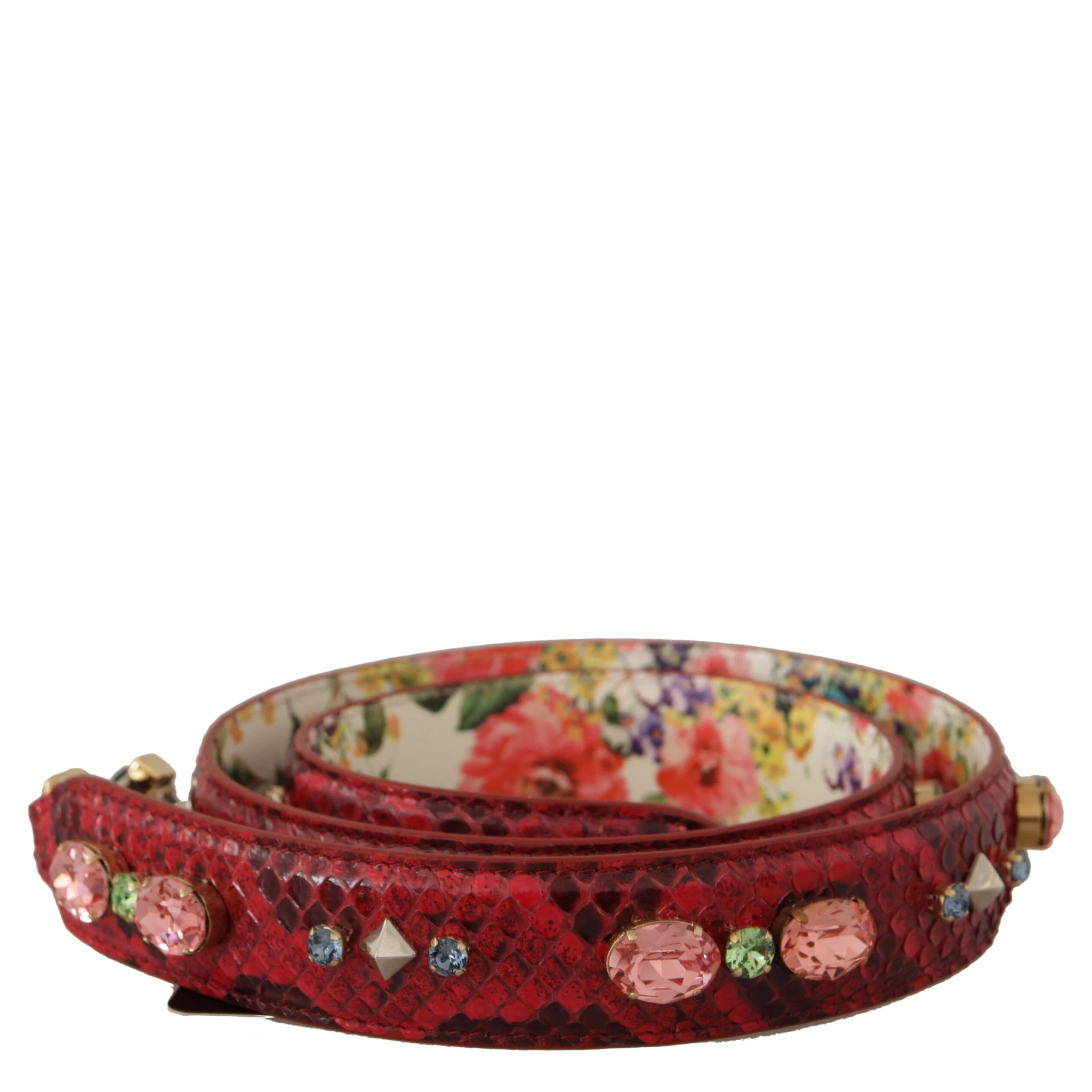 Red Exotic Leather Crystals Reversible Shoulder Strap