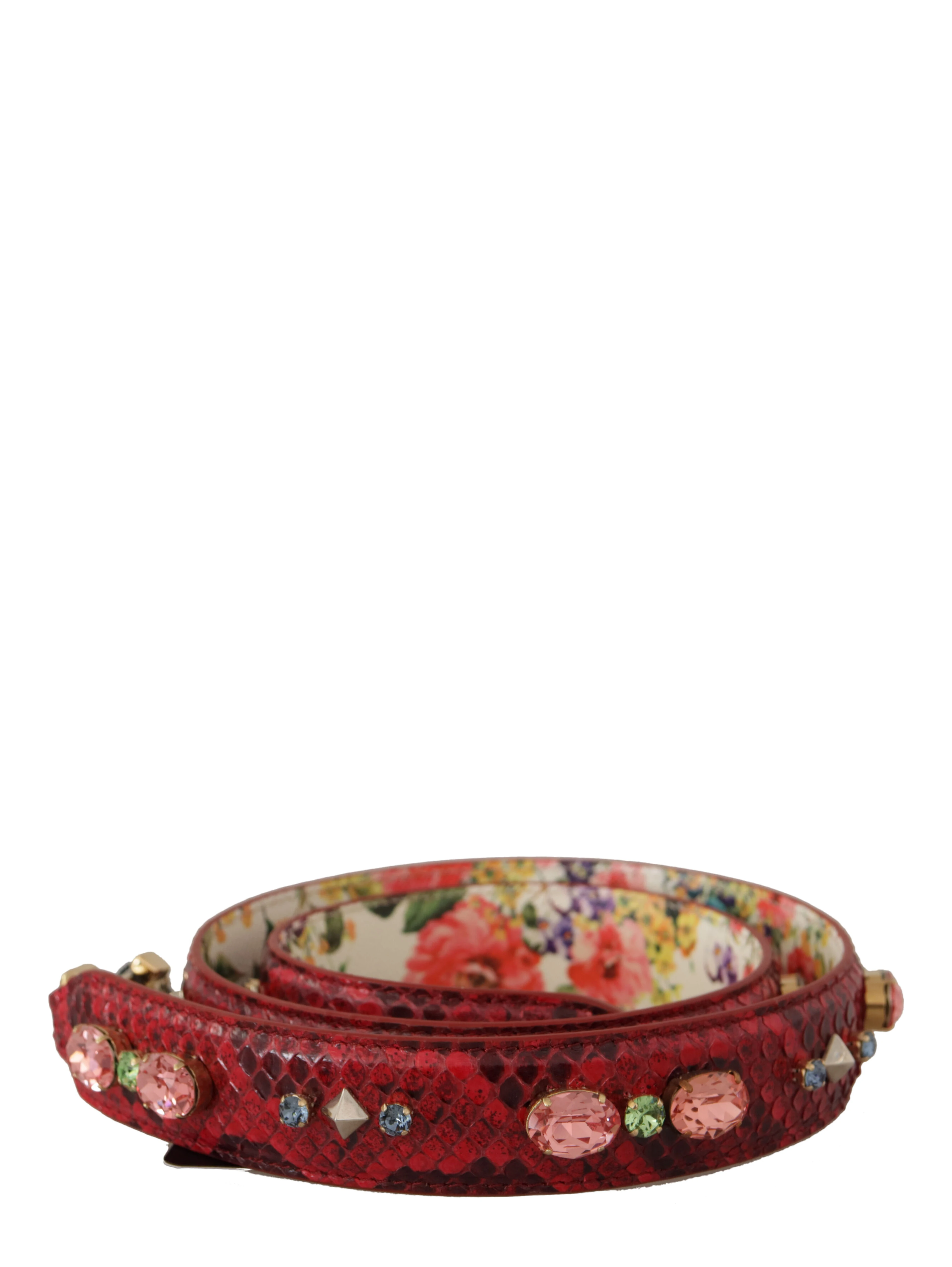 Red Exotic Leather Crystals Reversible Shoulder Strap