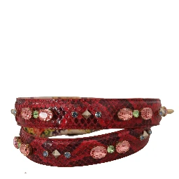 Red Exotic Leather Crystals Reversible Shoulder Strap