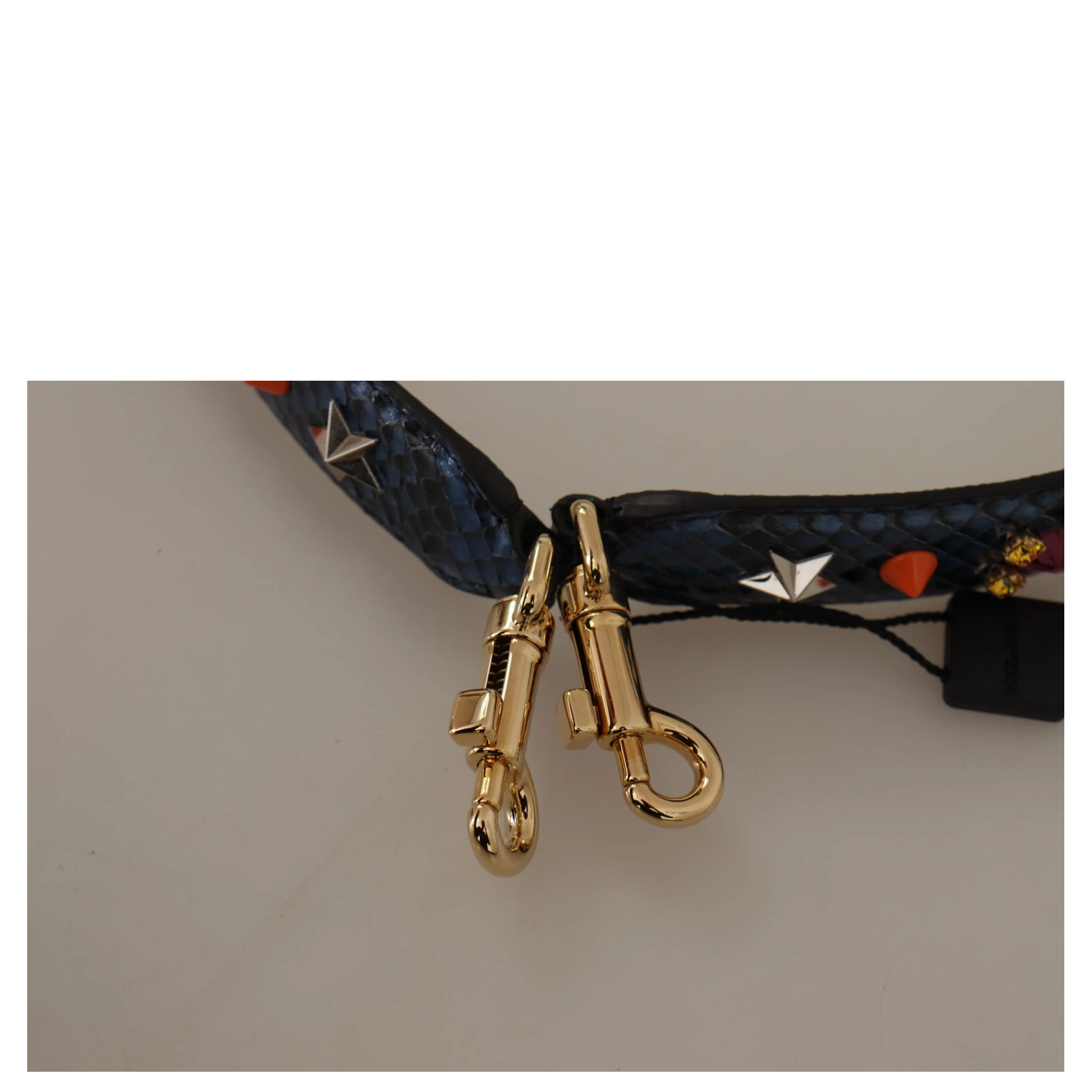 Blue Exotic Leather Crystals Reversible Shoulder Strap