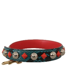 Green Crystals Leather Bag Shoulder Strap