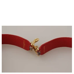 Brown Python Leather Crystals Shoulder Strap