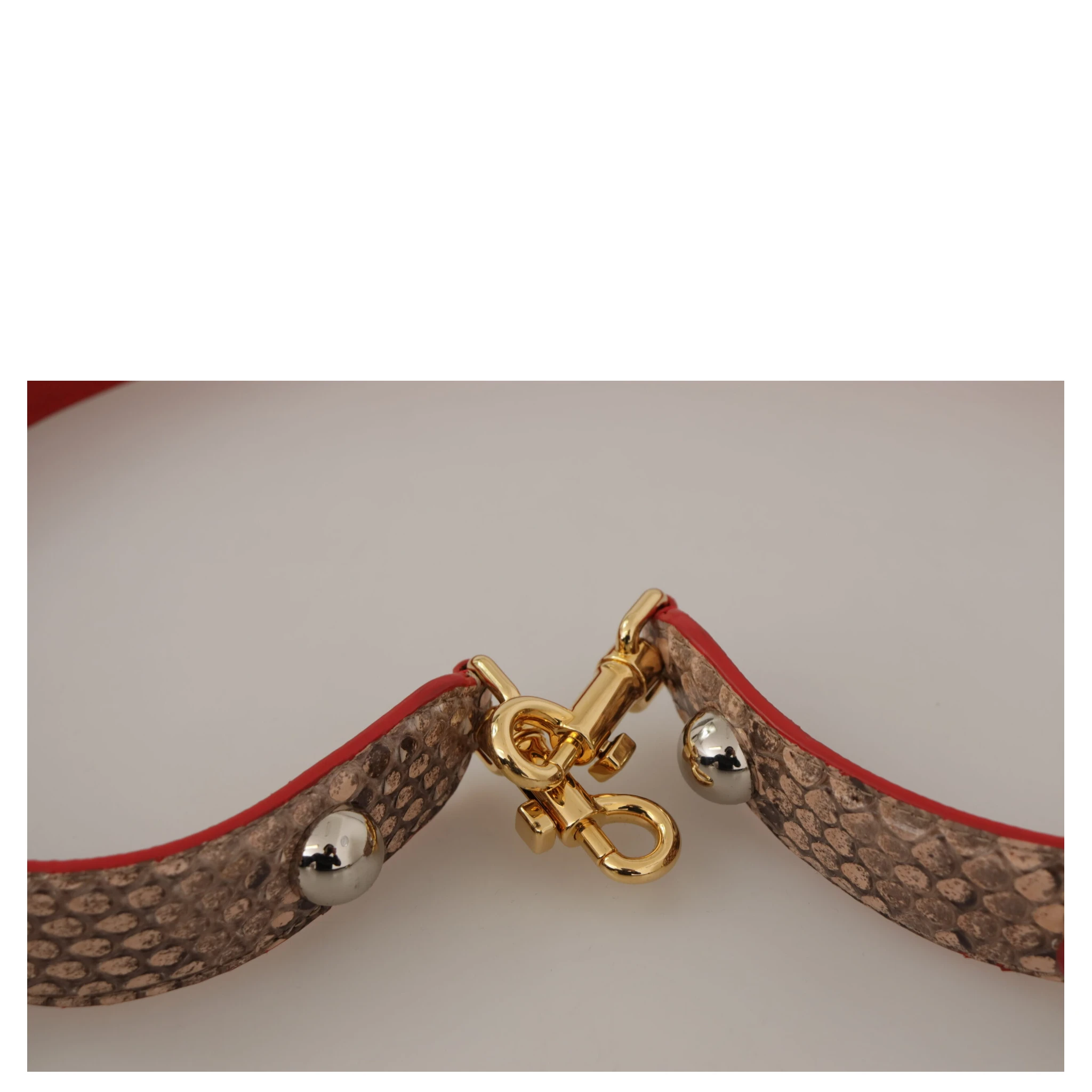 Brown Python Leather Crystals Shoulder Strap