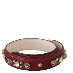 Bordeaux Leather Crystals Bag Shoulder Strap