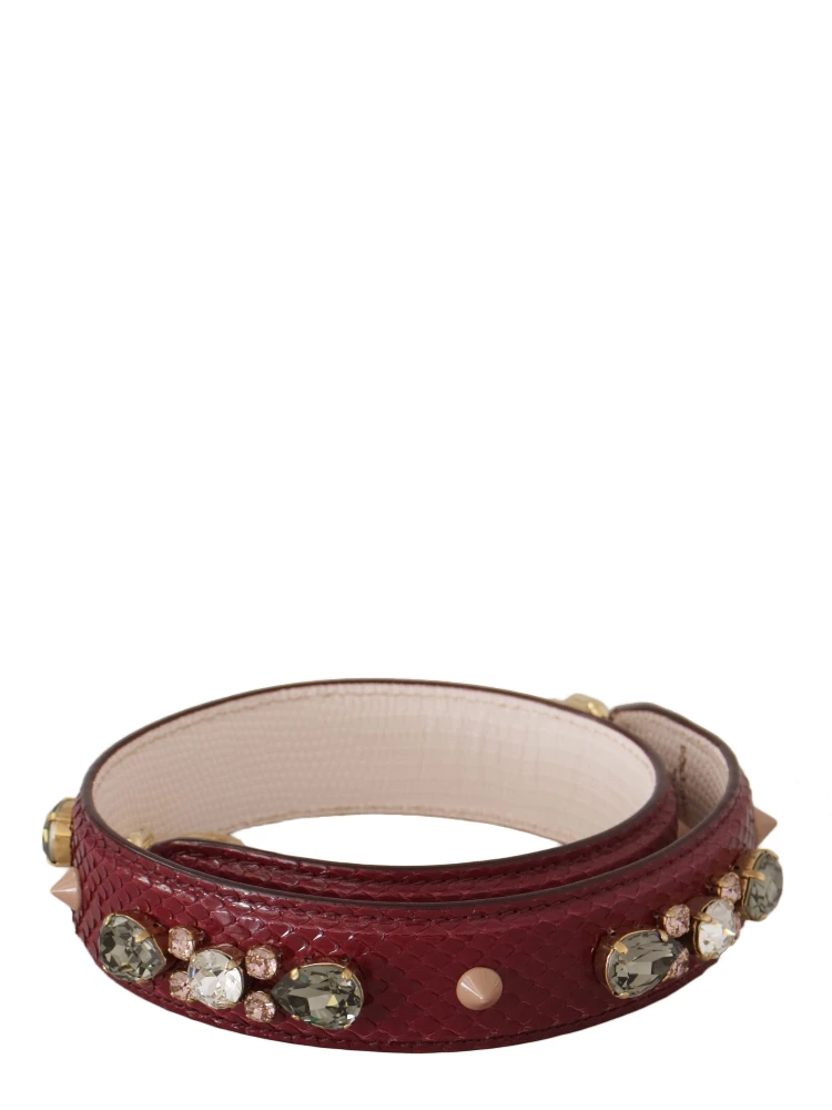 Bordeaux Leather Crystals Bag Shoulder Strap