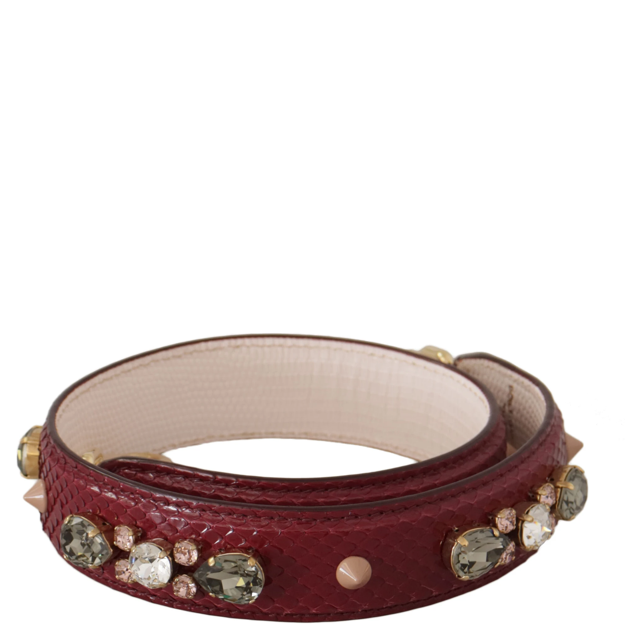 Bordeaux Leather Crystals Bag Shoulder Strap