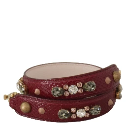 Bordeaux Leather Crystals Bag Shoulder Strap
