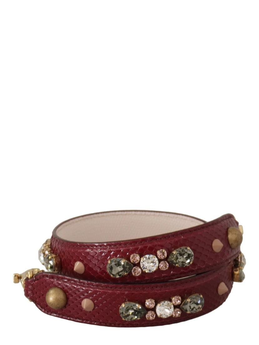 Bordeaux Leather Crystals Bag Shoulder Strap