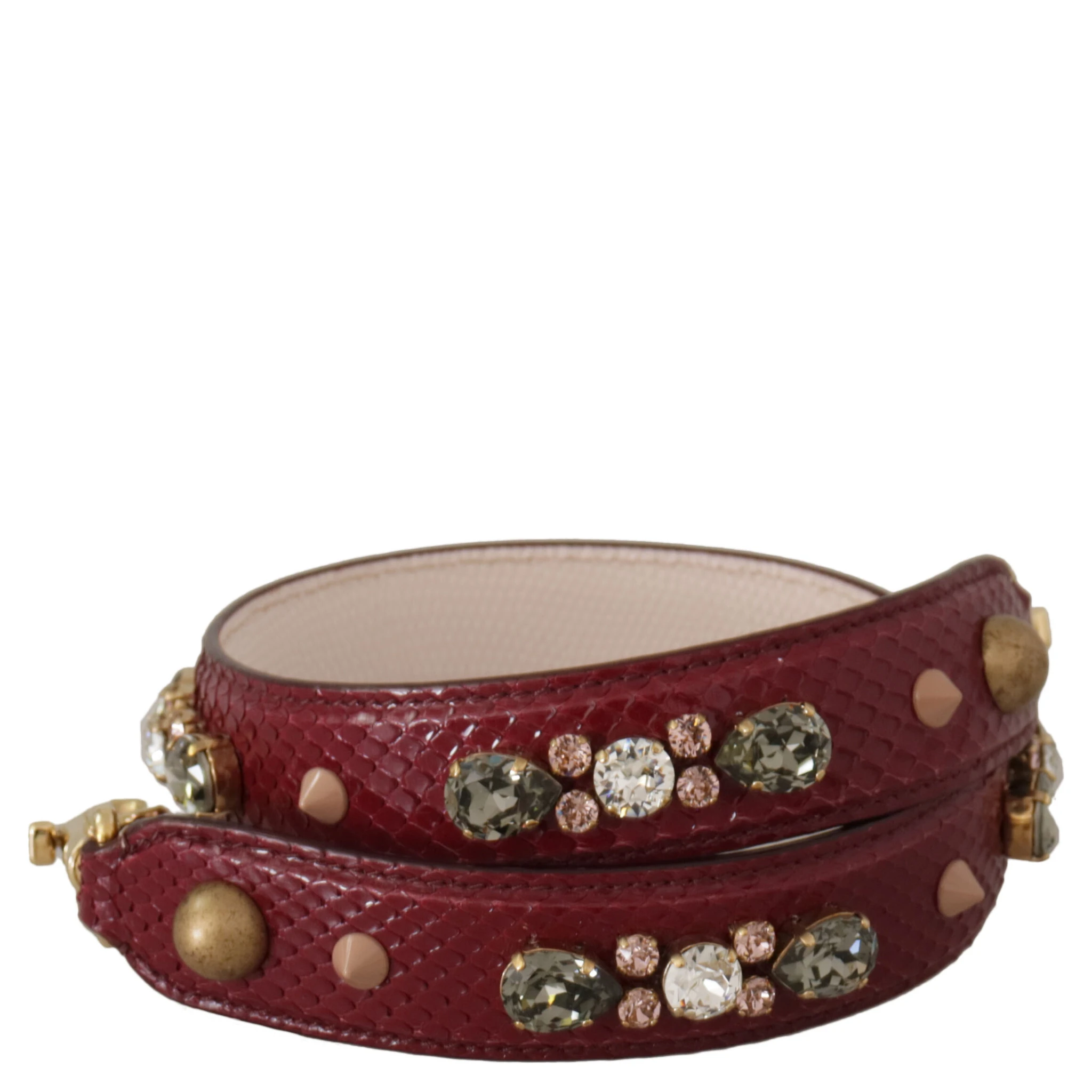 Bordeaux Leather Crystals Bag Shoulder Strap