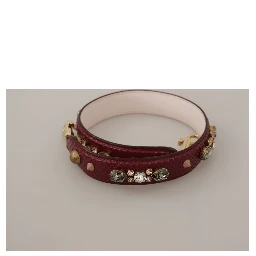 Bordeaux Leather Crystals Bag Shoulder Strap