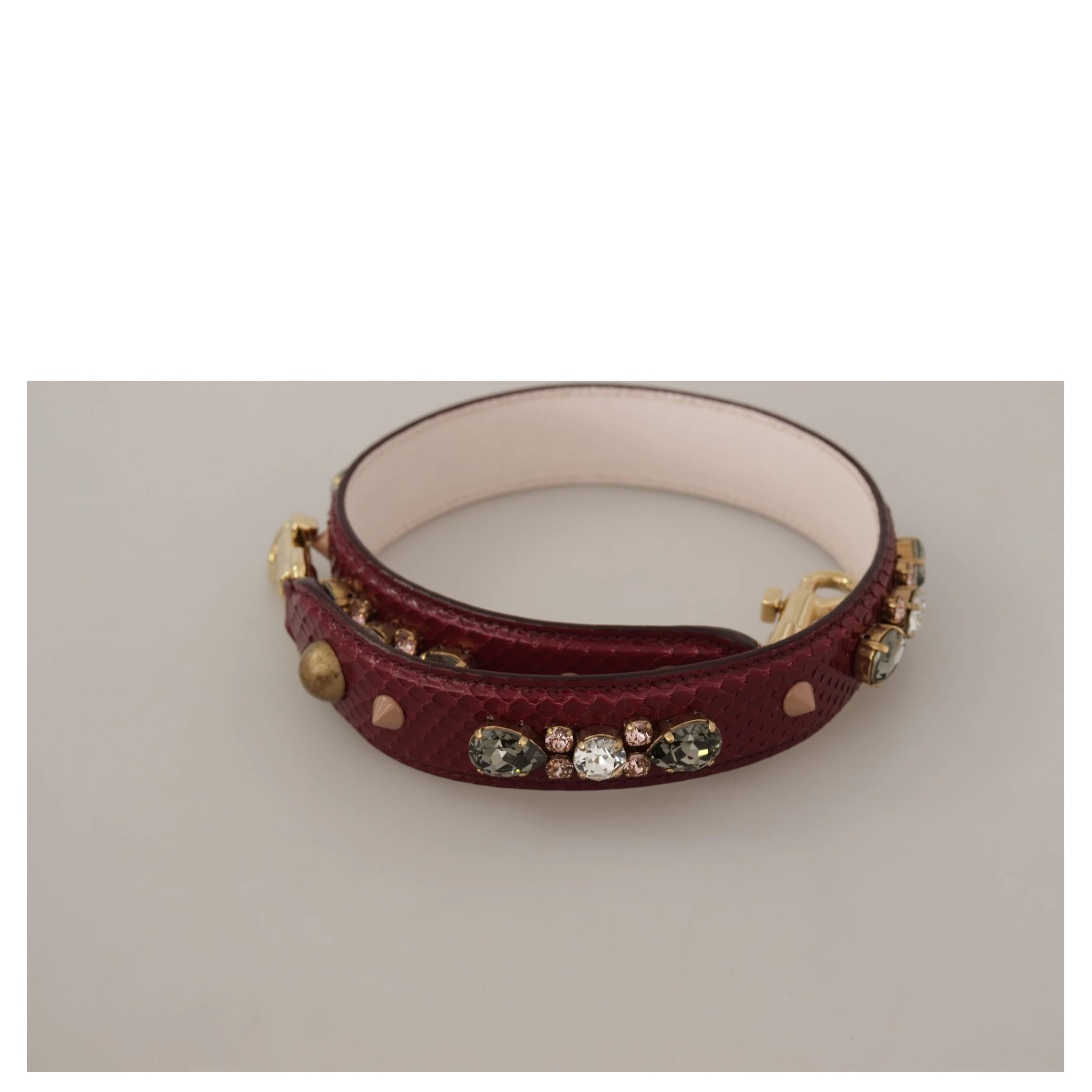 Bordeaux Leather Crystals Bag Shoulder Strap