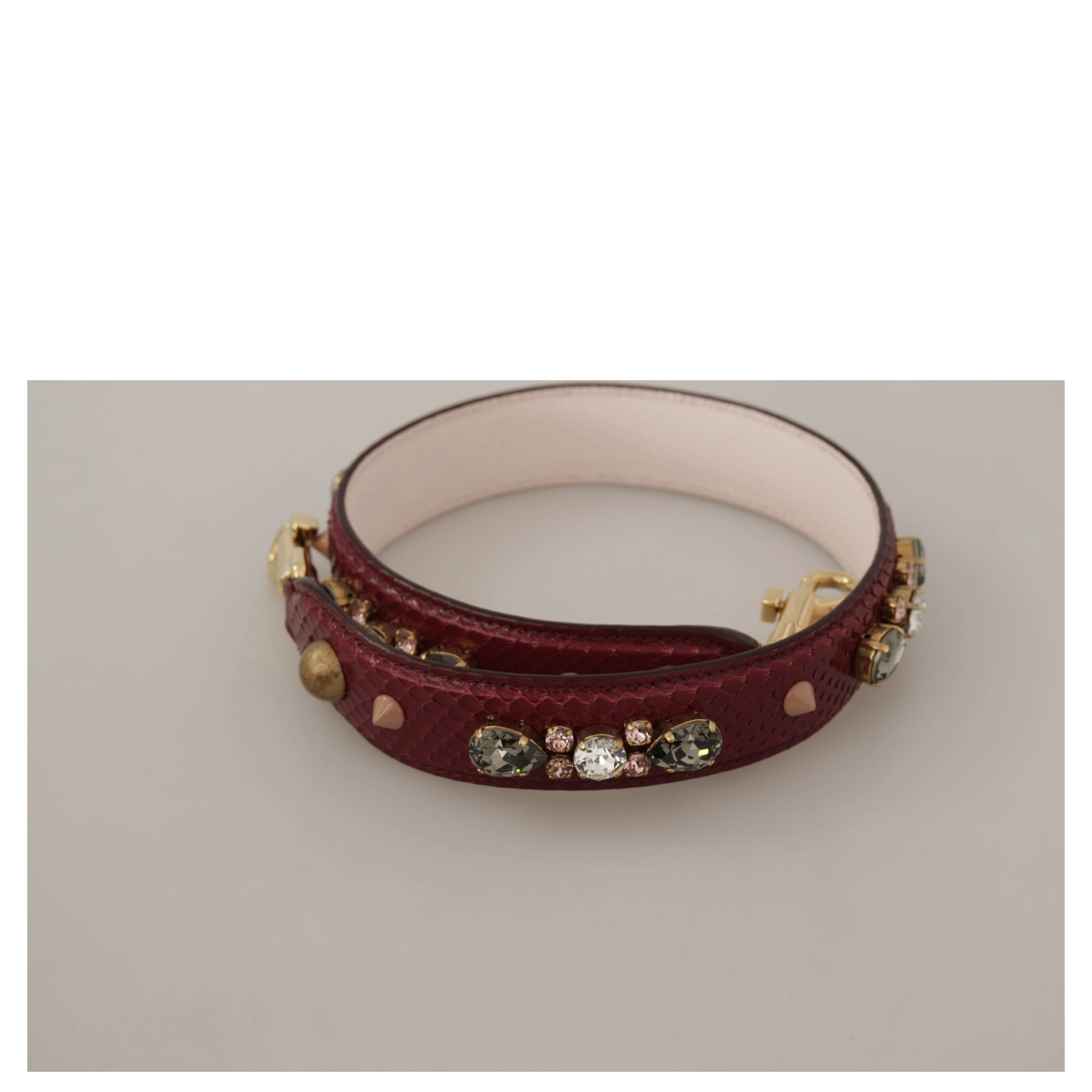 Bordeaux Leather Crystals Bag Shoulder Strap