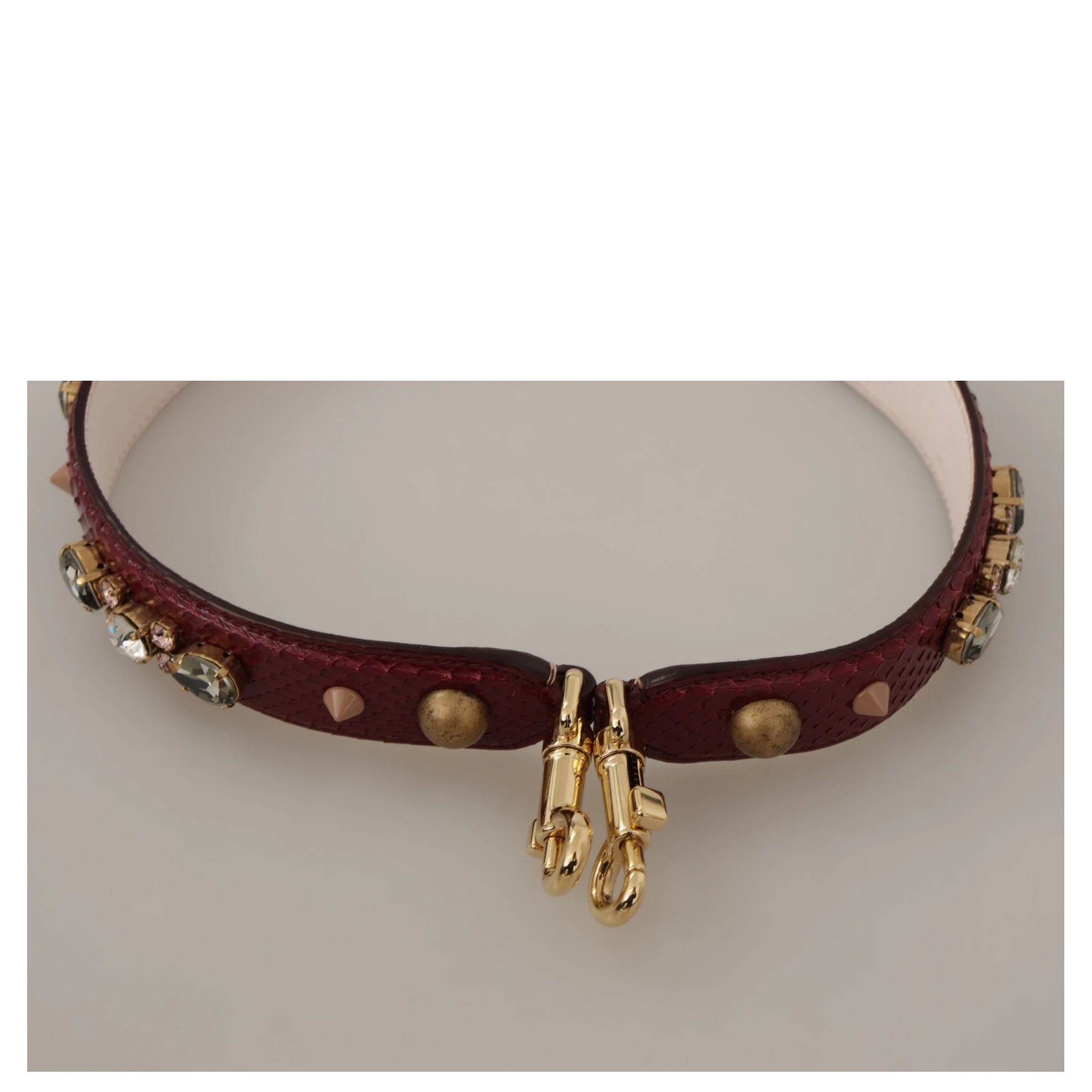 Bordeaux Leather Crystals Bag Shoulder Strap