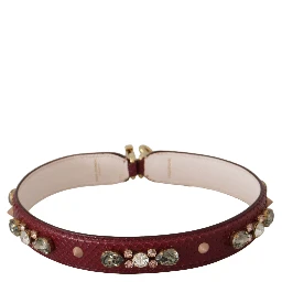 Bordeaux Leather Crystals Bag Shoulder Strap