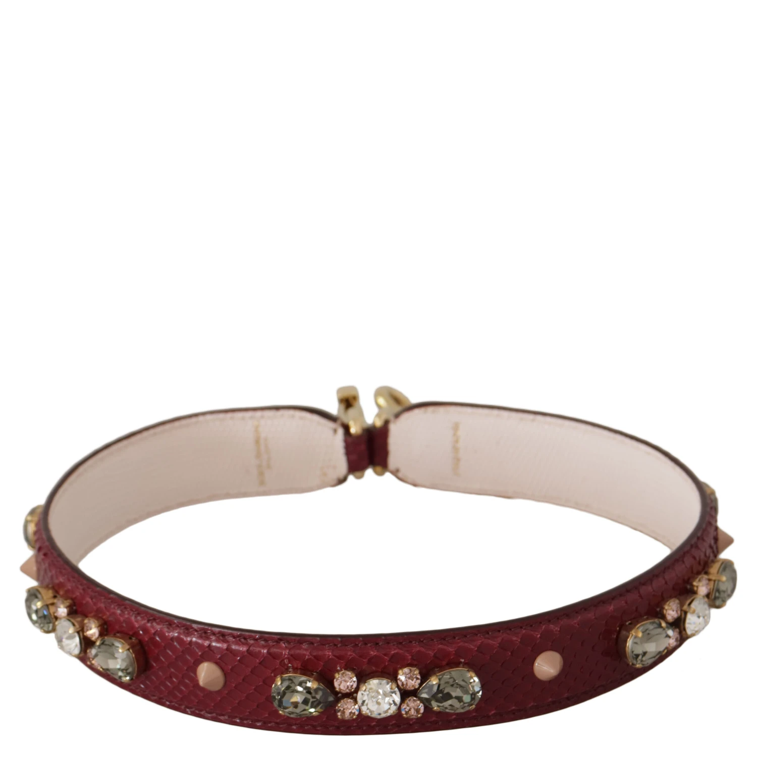 Bordeaux Leather Crystals Bag Shoulder Strap