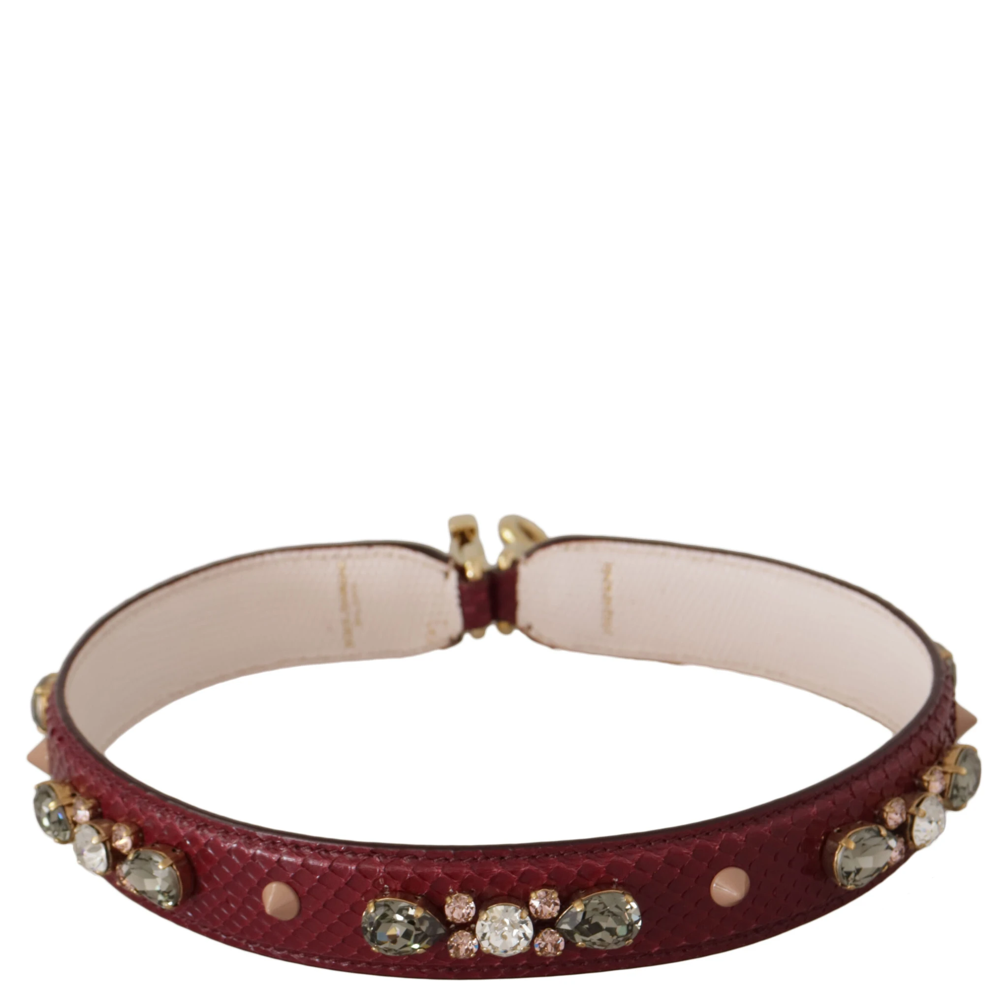 Bordeaux Leather Crystals Bag Shoulder Strap