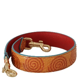 Orange Leather Swirl Print Bag Shoulder Strap