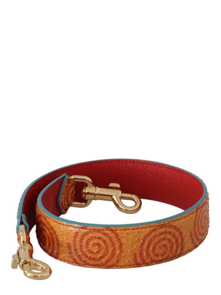 Orange Leather Swirl Print Bag Shoulder Strap