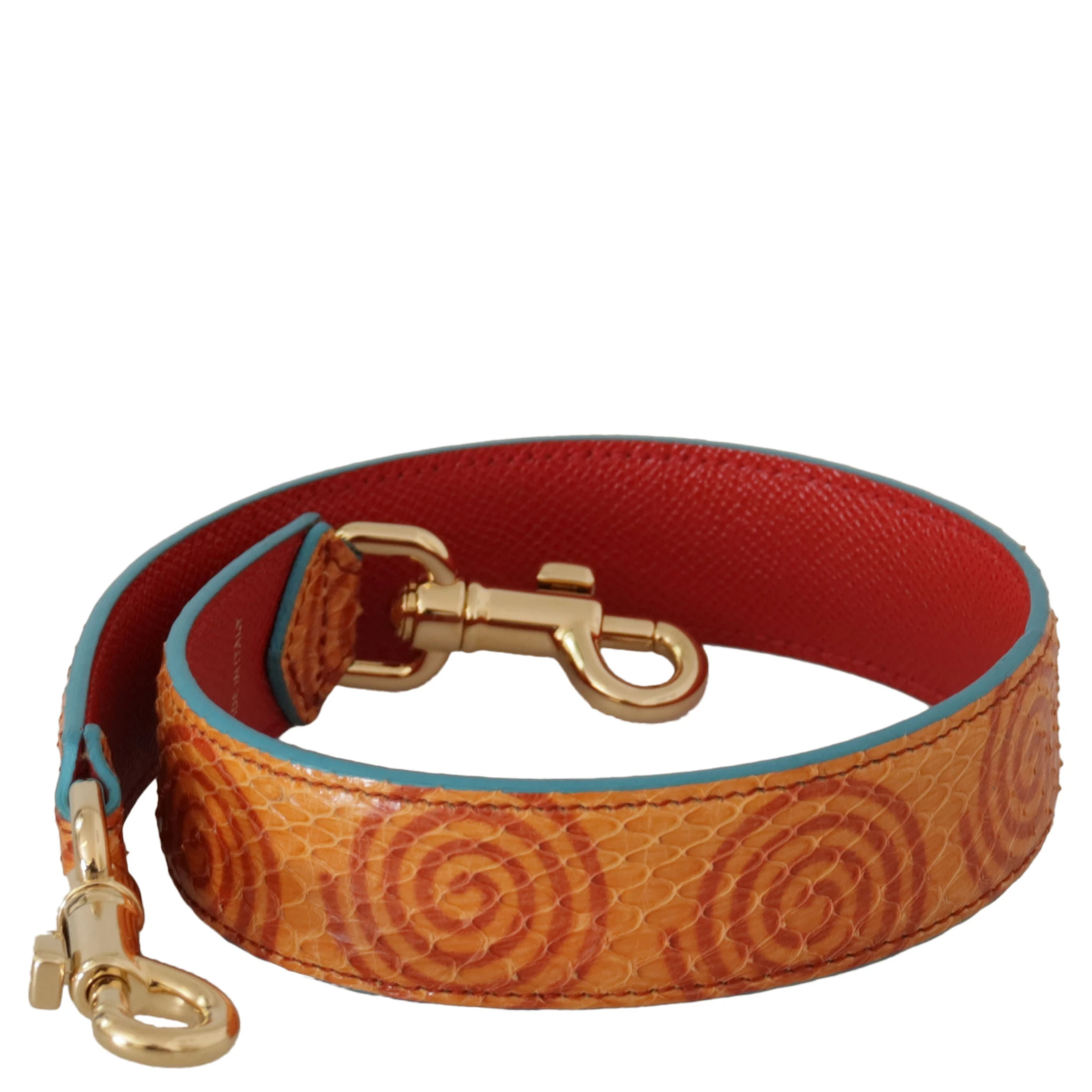 Orange Leather Swirl Print Bag Shoulder Strap